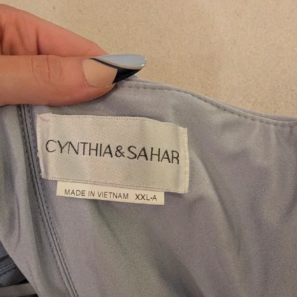 Off-the-Shoulder Corset Stretch Satin Mermaid Dress with Slight Train in Mist - Picture 5 of 16